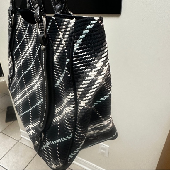 BURBERRY Nova Check Blue Label Tote Bag Canvas Black Auth hk1018 - Picture 5 of 15